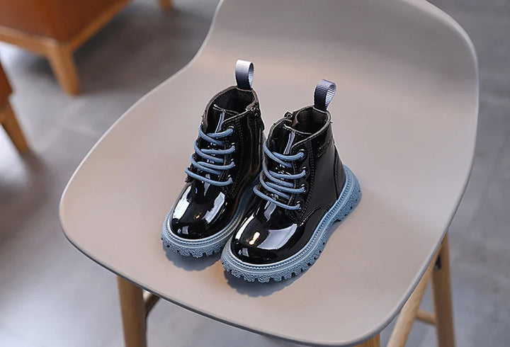 Children Boots Patent leather Casual Sneakers Baby Kids Shoes Waterproof British Ankle Short Boots Boys Shoes Toddler Snow Boots