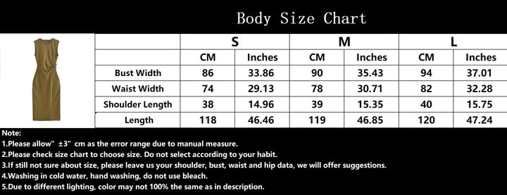 MUJER Pleated Midi Dress for Women Sleeveless Long Dress Vintage Party Buckle Office