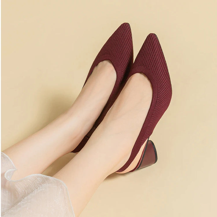 DIMANYU Women Dress Shoes Knitted Solid Color Toe Back Trip Fashion Sandals Women Pointed Toe Shallow Sidespace Women Sandals
