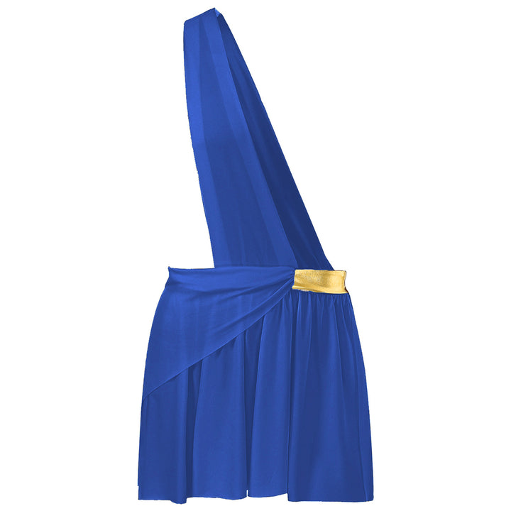 Halloween Ancient Greek Warrior Cosplay Costume Mens One Shoulder Strap Contrast Color Ruffle Skirt Carnival Theme Party Wear