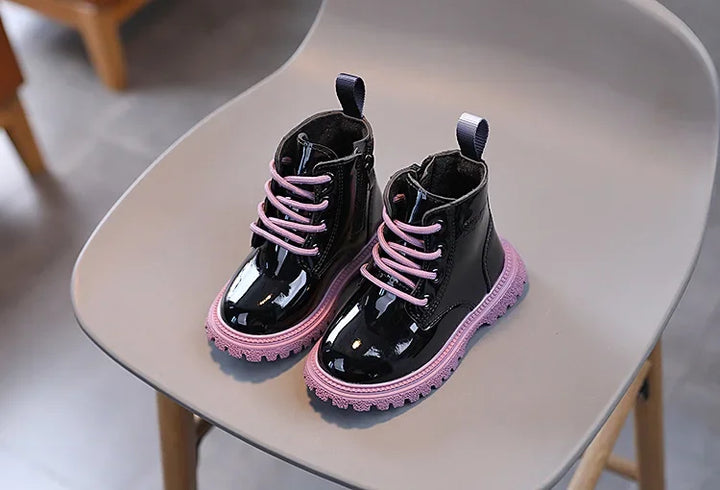 Children Boots Patent leather Casual Sneakers Baby Kids Shoes Waterproof British Ankle Short Boots Boys Shoes Toddler Snow Boots