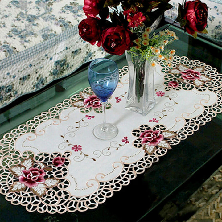 Embroidered Lace Tablecloth Floral Table Cloth/Mat Wedding Party Event Home Decor Table Runner Dining Table Cloth