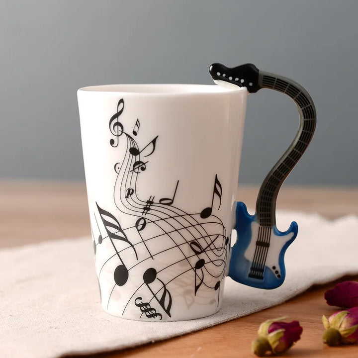 Dropshipping Ceramic Mugs Guitar Mug Musical Instrument Musical Note Shapes Coffee Mugs Milk Tea Cups Drinkwars for Kitchen Tool