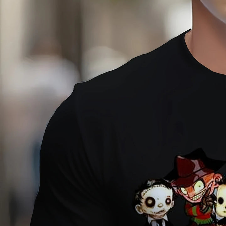 Halloween Funny Character Print Men's  Short-sleeved Sports T-Shirt Comfortable And Versatile Sports Style Comfortable T-shirt
