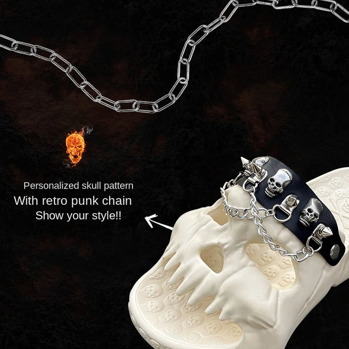 Skull Slides Sandals for Men Women Non-Slip Sport Cloud Slippers on Comfy Beach Halloween Skull Slides Home Thick Soft Shoes