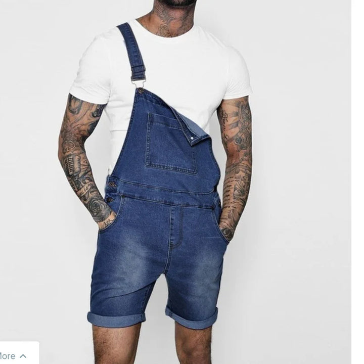 Fashion Streetwear Mens Suspenders Denim Jumpsuits Cargo Pants Men Shorts Masculino Jeans Pink Overalls