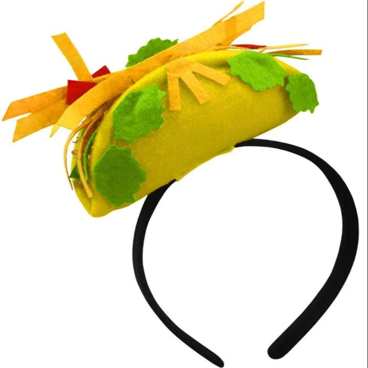 New Year Halloween French Fries Hat Cloth Personalized Taco Hair Hoop Yellow Head Accessories Creative Pizza Hat Headwear