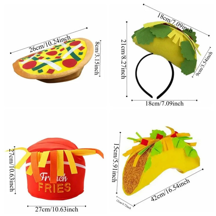 New Year Halloween French Fries Hat Cloth Personalized Taco Hair Hoop Yellow Head Accessories Creative Pizza Hat Headwear