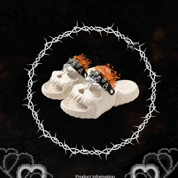 Skull Slides Sandals for Men Women Non-Slip Sport Cloud Slippers on Comfy Beach Halloween Skull Slides Home Thick Soft Shoes
