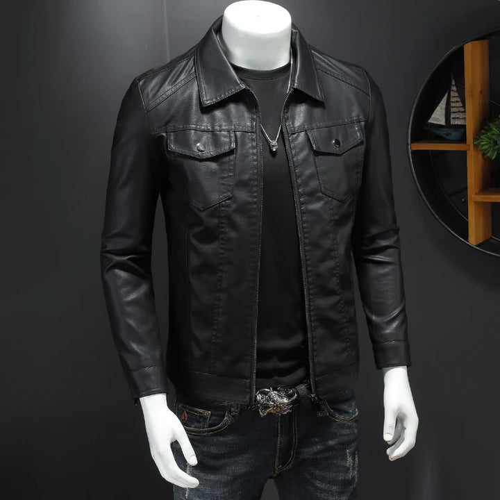 Spring Autumn Mens Leather Jackets Slim Fit Male Fashion Faux Windproof Warm Coats Man Brand Clothing