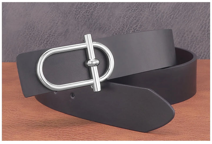 Personality Slide Buckle 3.8cm Cowskin Wide Luxury Strap Men Belts Genuine Leather  Designer Golden Jeans Casual Waistband