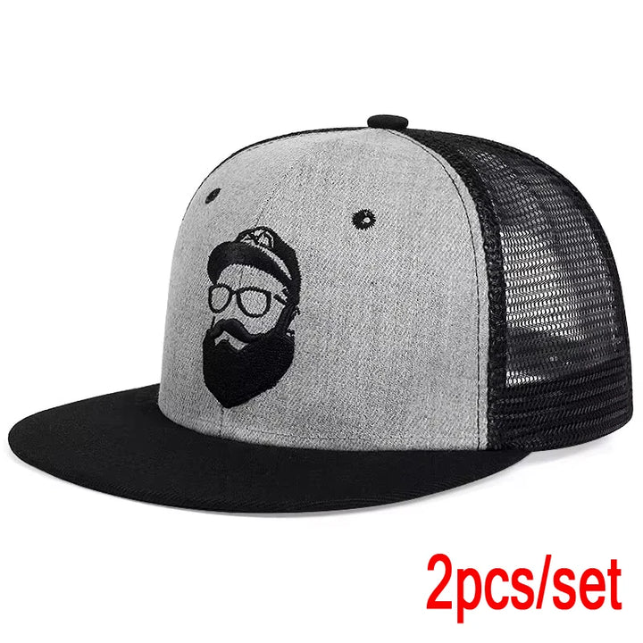 Unisex Uncle Beard Embroidery Hip-hop Net Hats Outdoor Adjustable Casual Baseball Caps Sunscreen Hat