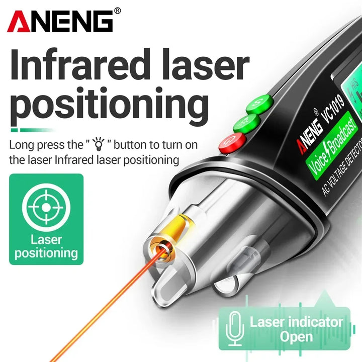 ANENG VC1019 Non-Contact Voltage Tester Pen Voice Broadcast Red Laser Detect 12-1000V Volt Current Pen Electric Test Meter Tools