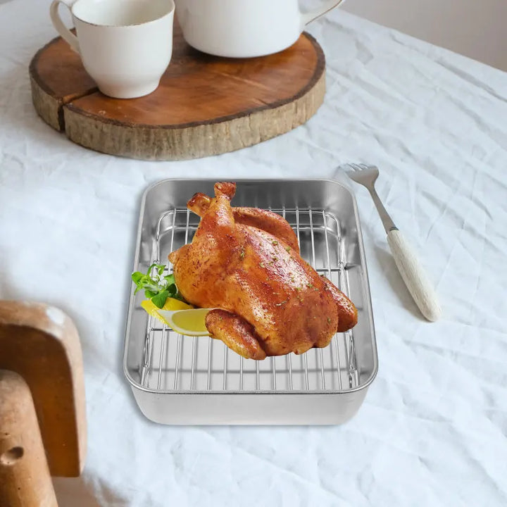 Stainless Steel Baking Tray Oven Pan Rack Cooling Mesh Cookie Plate Baking Dishes Roasting Pan Food Grade Wear Resistant
