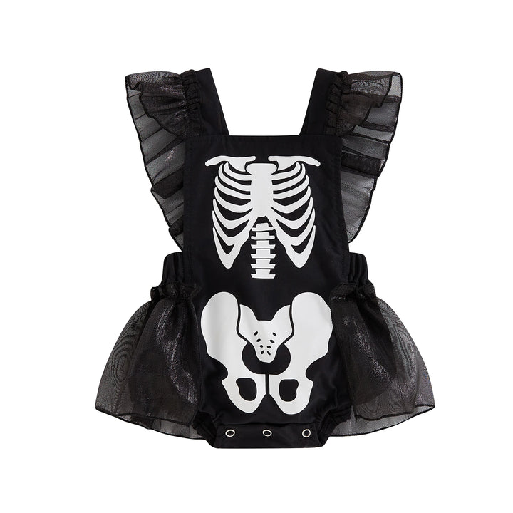 Baby Clothing Girl Halloween Romper Skeleton Print Ruffles Jumpsuit for Newborn Cute Clothes