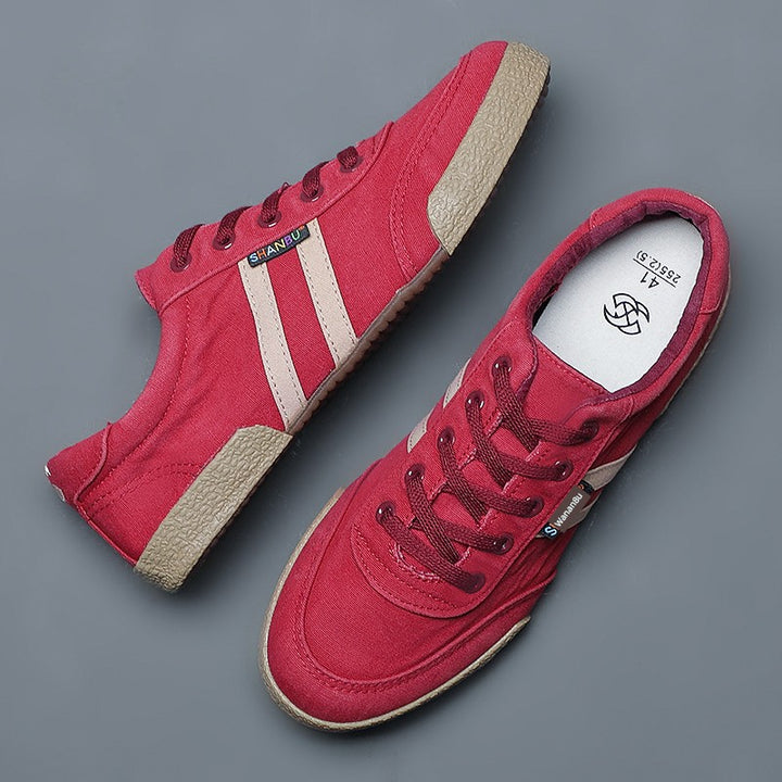Men's Shoes Spring & Fall Breathable Deodorizing Filter Canvas Shoes Men's Trendy Lace up Men Casual Shoes Soft Bottom Driving Old Beijing Cloth Shoes