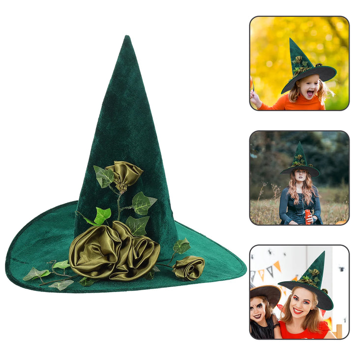 Green Festival Halloween Party Witch Hat Costume Accessory Wide Brim Cosplay nament Comfortable Headwear Decoration Prop