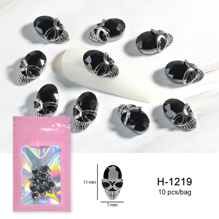 Halloween Alloy Nail Art Charms 3D Ghost Skull Pumpkin Golden Silver Classic Nails Jewelry Ornaments DIY Manicure Accessories