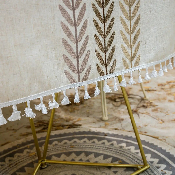 orthern European simple tassel cotton linen table cloth embroidery flower leaves party American decorative dust table cloth