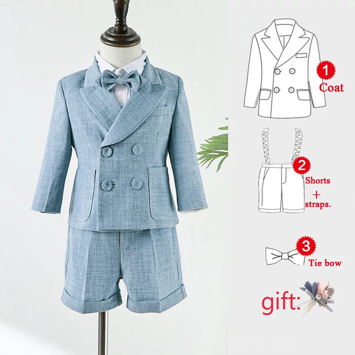 Baby Photograph Kids Clothes Sets Boy Suits Gentleman Suit Set Blazer Overalls Bow tie For Kids Wedding Party Birthday Costume
