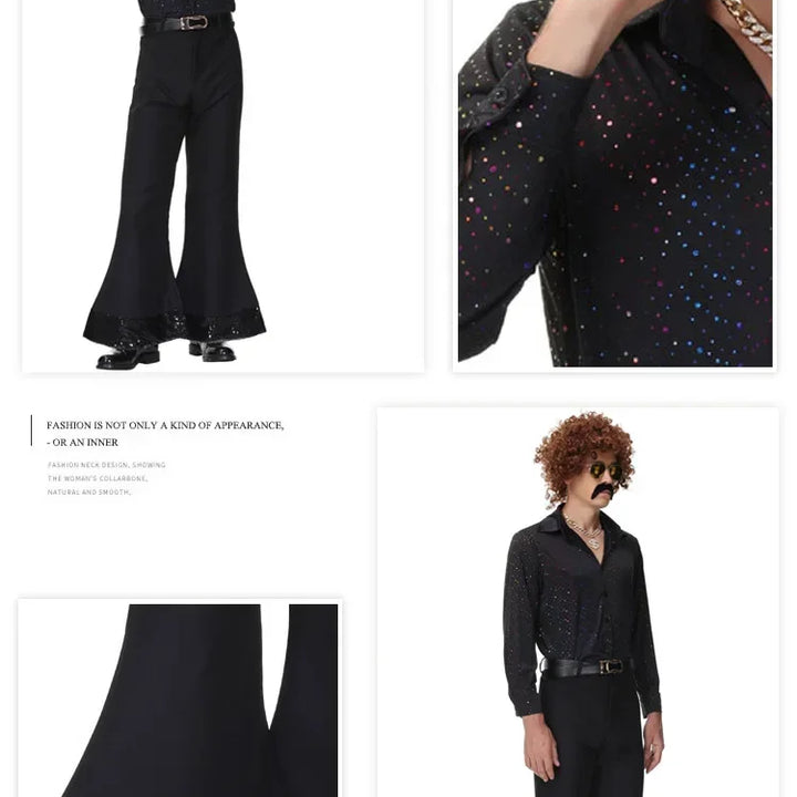 70's Disco Couple Costume Halloween Cosplay Costumes Vintage 80's Hippies Costume Men Women Music Festival Party Outfits