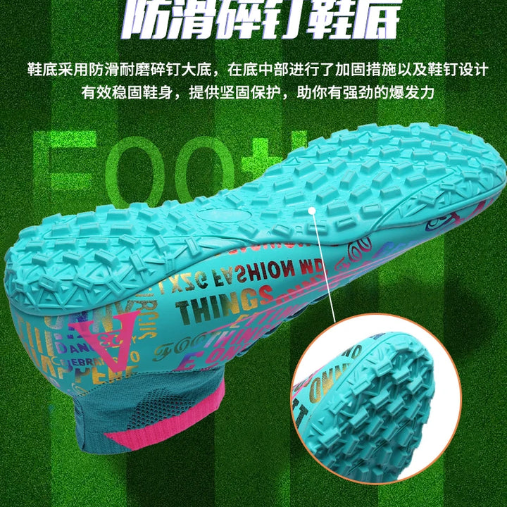 2025 New Hot Sale Football Boots Child Sneakers High Top AG Soccer Shoes Boys Outdoor Grass Training Shoes For Kids chuteiras de