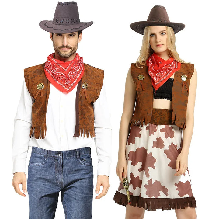 Halloween COS Costume Party Costume Denim Themed Dress Up Western Denim Suit Denim Vest Set