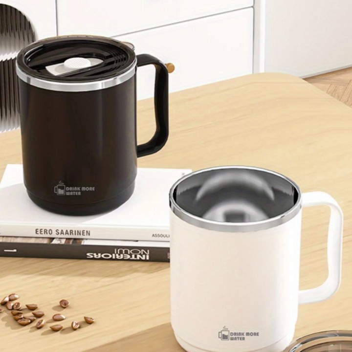 Stainless steel mug with lid, large-capacity office cup, brewed drinking cup, household coffee cup for men and women.