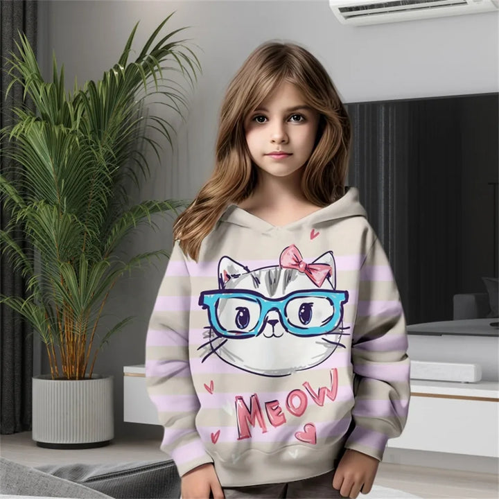 Girls Clothes Hoodie 3D Cat Print Blouses Sweatshirts Autumn Clothes for Children Sweatshirts Fashion Hoodies Children Clothes