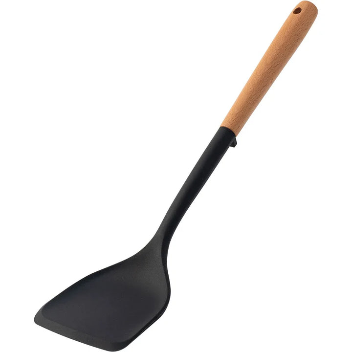 Black Silicone Wooden Handle Cooking Tool Non-stick Kitchen Utensils Silicone Spatula Baking Kitchen Utensils Tool