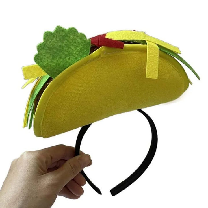 New Year Halloween French Fries Hat Cloth Personalized Taco Hair Hoop Yellow Head Accessories Creative Pizza Hat Headwear