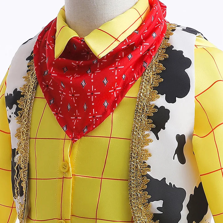 Halloween Boys Girls Children Bow Tie Ballet Skirt Denim Scarf Vest Clothes Princess Dress Toy Cartoon Role Playing Set Clothing