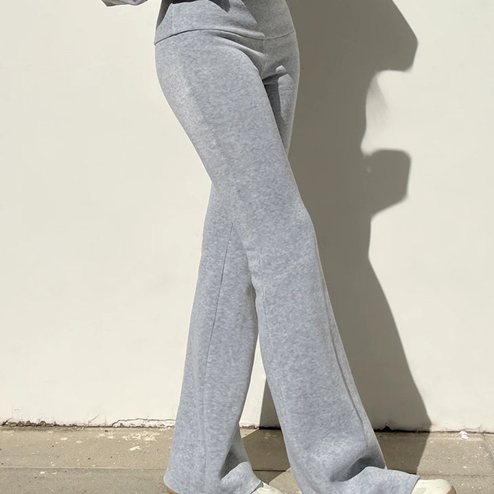 IAMSURE Casual Sexy Basic Solid Flare Pants Y2K Slim Low-Waisted Boot Cut Pants Women 2023 Autumn Spring Fashion Streetwear Lady