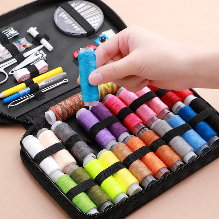 Sewing Kit Complete Set with Threads Needles Scissors Tape Measure Buttons and More for DIY Handcraft Projects Home and Travel