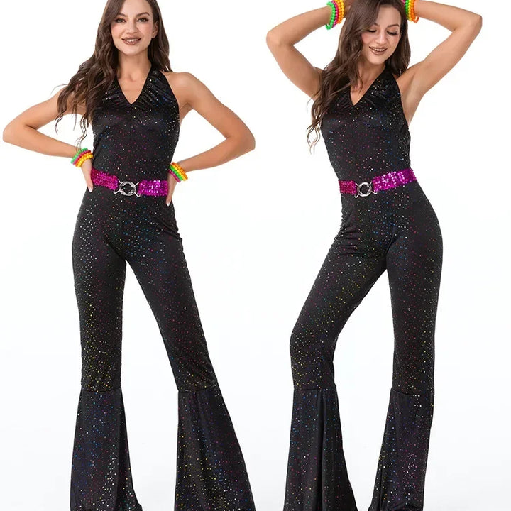 70's Disco Couple Costume Halloween Cosplay Costumes Vintage 80's Hippies Costume Men Women Music Festival Party Outfits