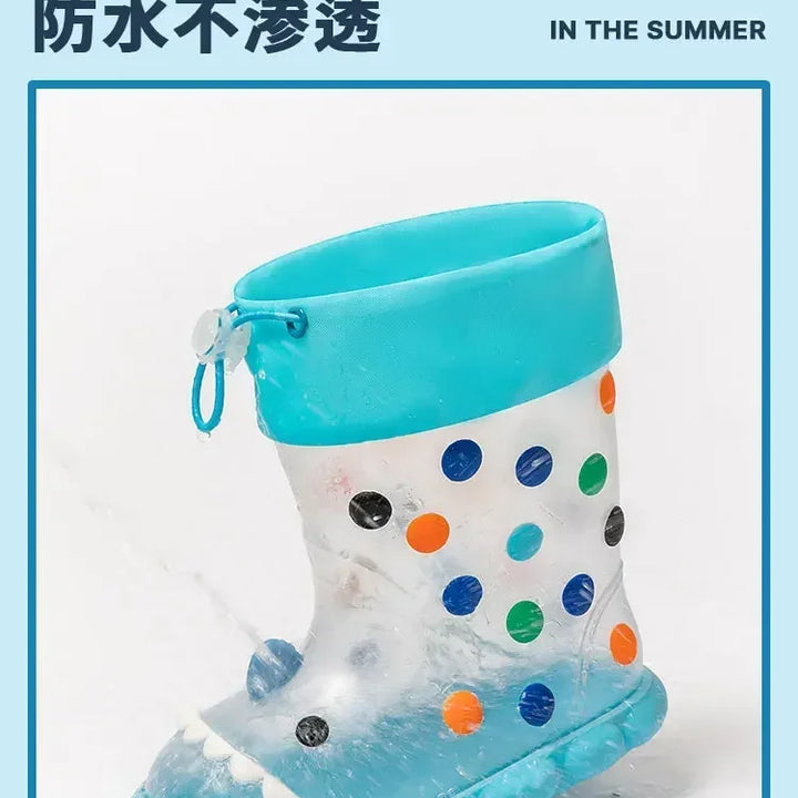 Anti-Slippery Rain Boots Kids Fashion Casual Waterproof Boys Girls Print Cartoon Children PVC Soft Soles Shoes 2025 Summer