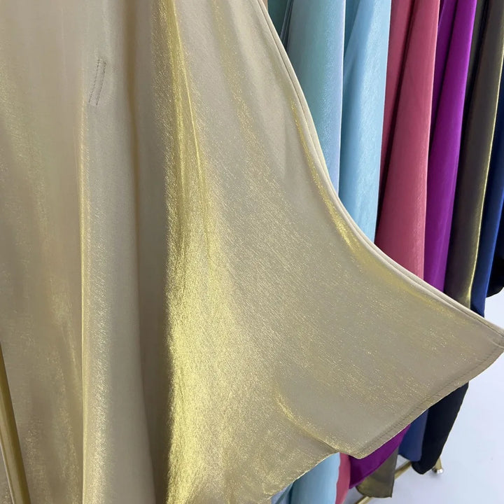 Tossy Autumn Loose Shiny Maxi Dress Butterfly Batwing Long Sleeve Muslim Clothes Party Solid Female Long Dress New