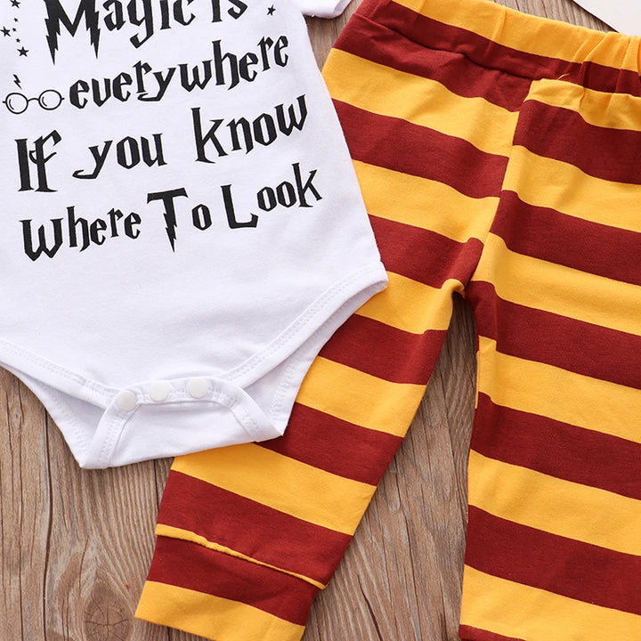 Newborn Baby Clothes 3 Pieces Sets 2023 Halloween Little Wizard Tops+Pants+Hat Toddler Babe Boy Girl Outfits