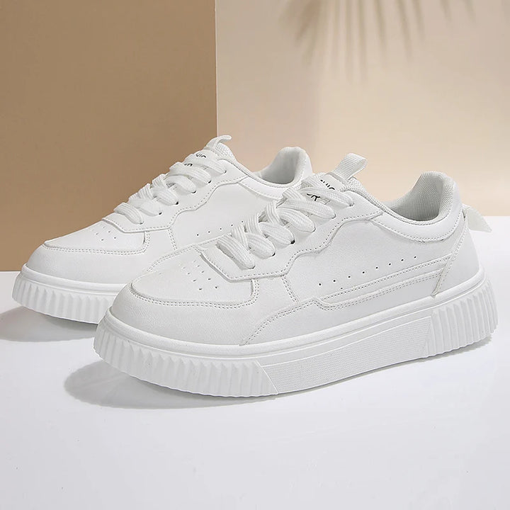 Women Sneakers Spring Autumn Plus Size White Sneaker Women Leather Platform Vulcanizd Shoes Woman Comfort Lace Up Flat Sneakers