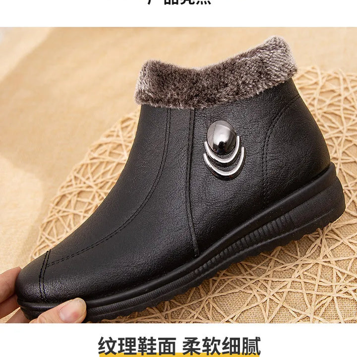 Women's Boots 2024 New Arrival Winter Snow Booties Female Fur Ankle Boots Waterproof Winter Warm Plush Shoes Non-slip Mom Bota