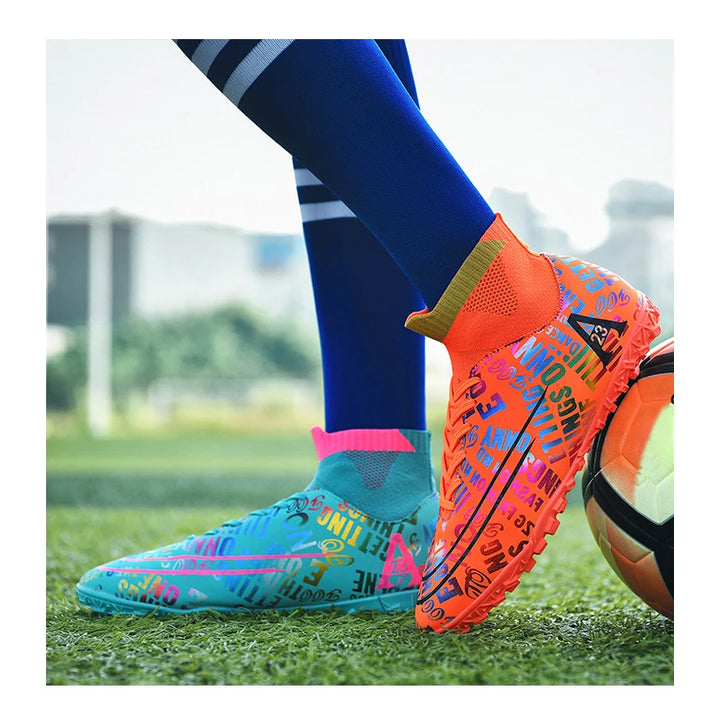 2025 New Hot Sale Football Boots Child Sneakers High Top AG Soccer Shoes Boys Outdoor Grass Training Shoes For Kids chuteiras de