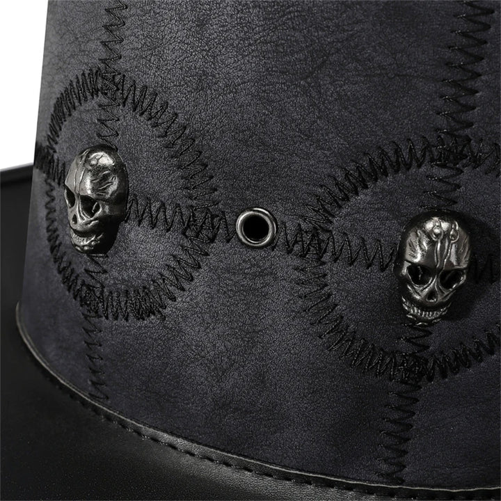 Steampunk Top Hat Halloween Costume Cosplays Gothics Party Accessory Props Black Imitation-Leather Hat for Men Women