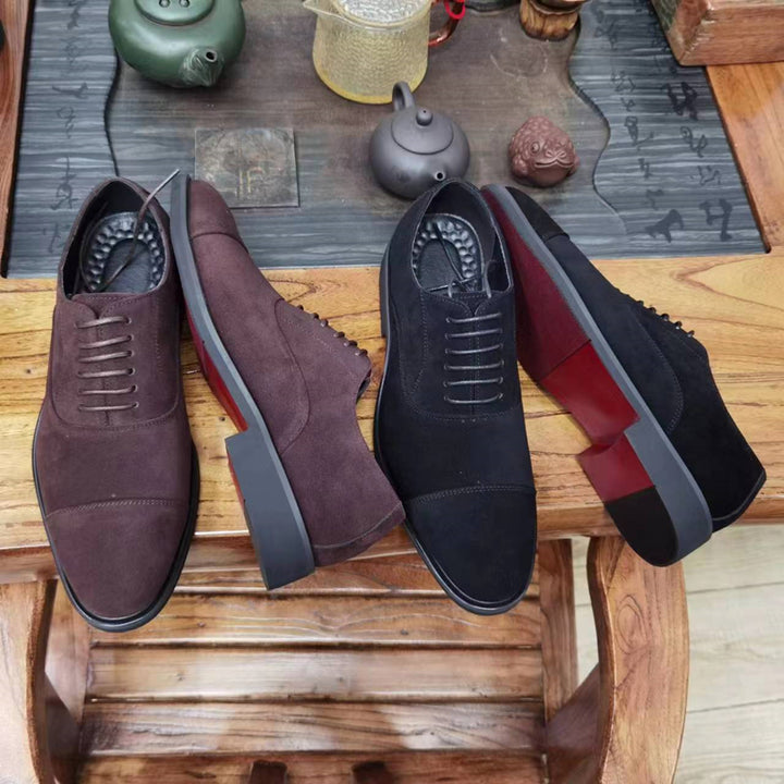 New Red Sole Men Shoes Black Flock Derby Shoes Breathable Lace-up Handmade Men Shoes Free Shipping Chaussures Pour Hommes