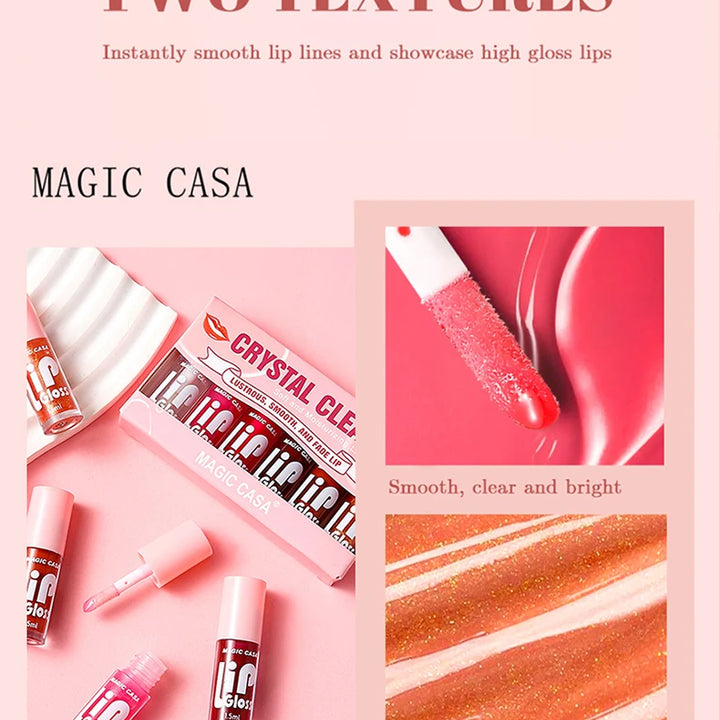 MAGIC CASA 6pcs/set Small bottle Hydrating Jelly Lip Oil long-lasting Moisturizing  smooth shimmering Lip Hydrating Liquid