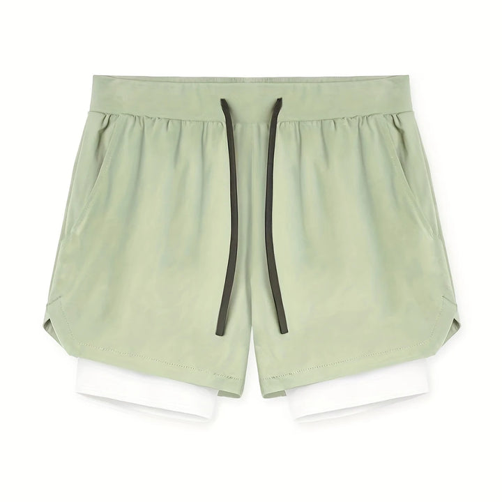 Sports shorts for men, double layered, quarter quick drying, elastic basketball, running training equipment, deep squat fitness,