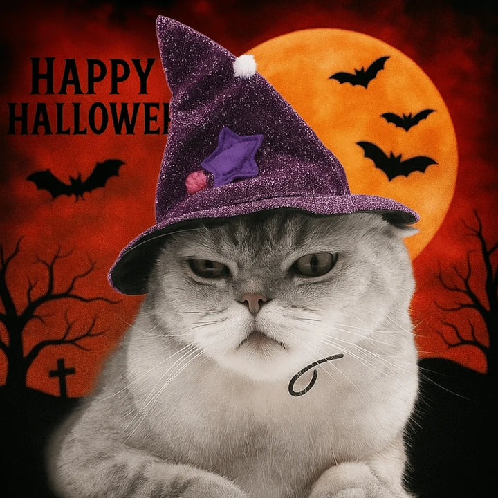Funny Star Pet Witch Cloak Cloth Soft Halloween Pet Cloak Purple Witch Hat Dog Witch Costume Halloween Atmosphere