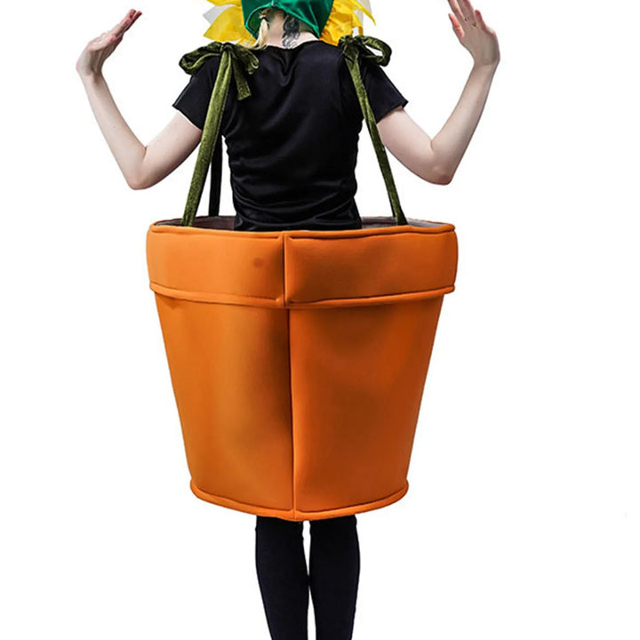 Halloween Flower Pot Costume for Adults Cosplay Women s Sunflower Costume with Headpiece for Garden Theme Party