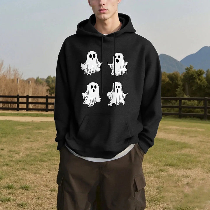 Halloween Skull Printed Men's Hoodies Graphic Sweatshirt Oversized Autumn Women Long Sleeve Holiday Clothes Pullover Tops Unisex