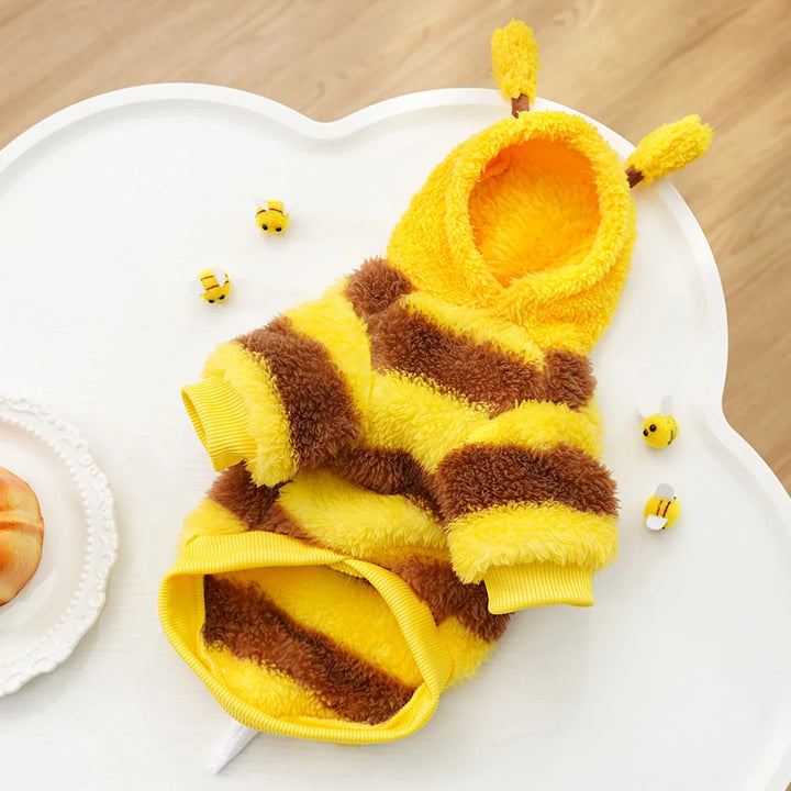 1.5-10kg Puppy Pet Clothes Bee Style Plush Costume Cat Pet Clothes Autumn Winter Plush Warm Clothing Dog Clothes For Small Dogs