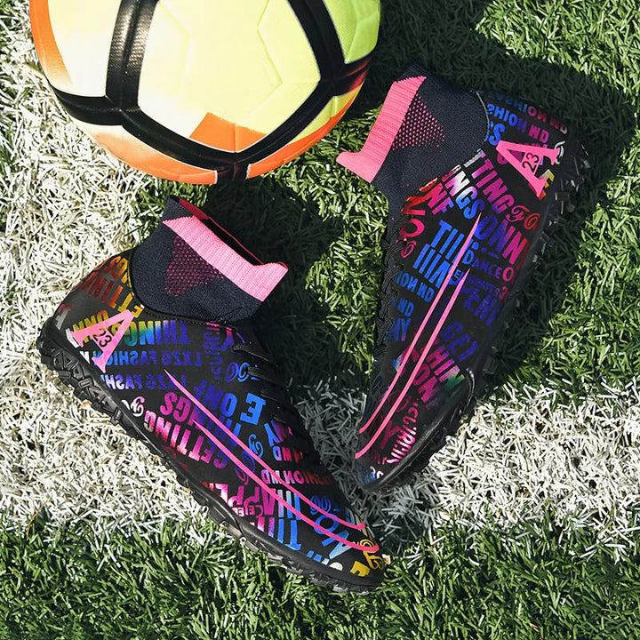 2025 New Hot Sale Football Boots Child Sneakers High Top AG Soccer Shoes Boys Outdoor Grass Training Shoes For Kids chuteiras de